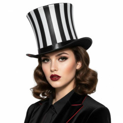 Black & White Striped Top Hat