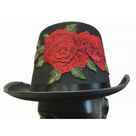 Rose Embroidered Top Hat Rose Embroidered Top Hat