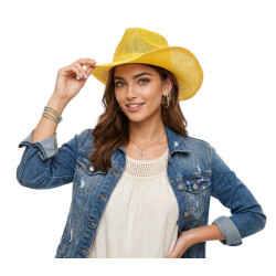 Yellow Burlap Cowboy Hat