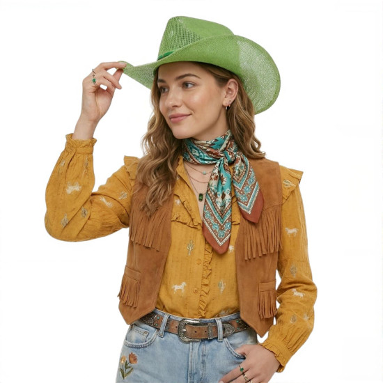 Green Burlap Cowboy Hat