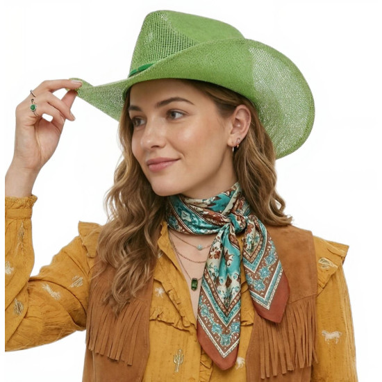 Green Burlap Cowboy Hat