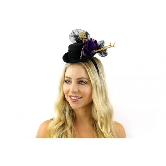 Skeleton Mini Top Hat Fascinator Skeleton Mini Top Hat Fascinator