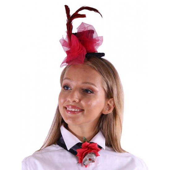Red Feather Mini Top Hat