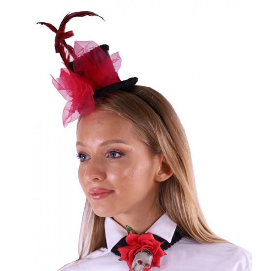 Red Feather Mini Top Hat