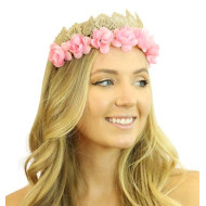 Pink Rose Crown Headband