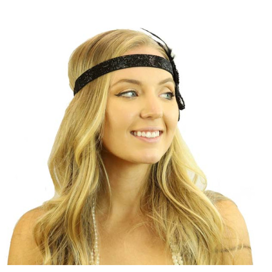 Black Glitter Flapper Headband