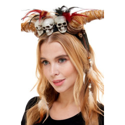 Tribal Skull Ram Horn Headpiece