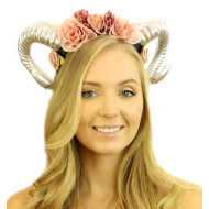 Silver Floral Ram Horn Headband