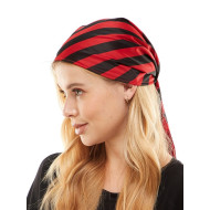 Red and Black Pirate Striped Headscarf