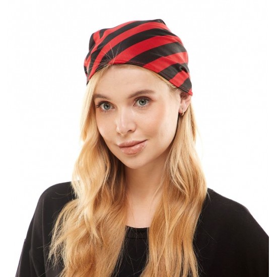 Red and Black Striped Pirate Headscarf