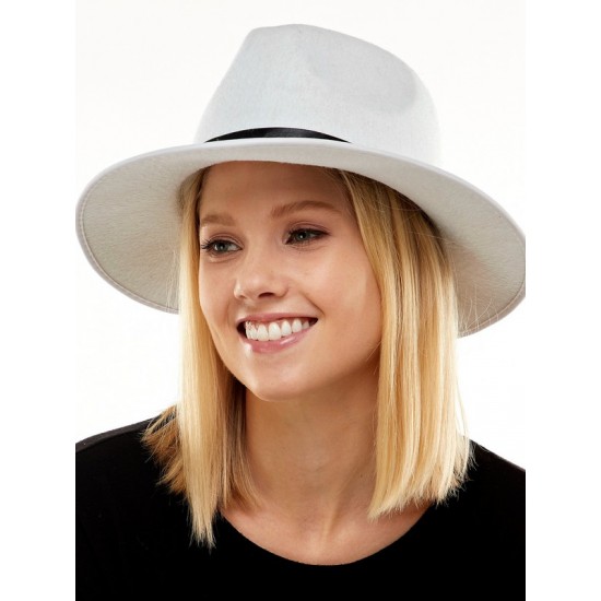 White Gangster Fedora Hat