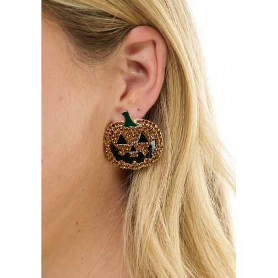 Glitter Pumpkin Stud Earrings