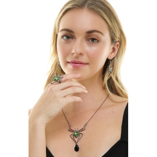 Green Gem Spider Necklace