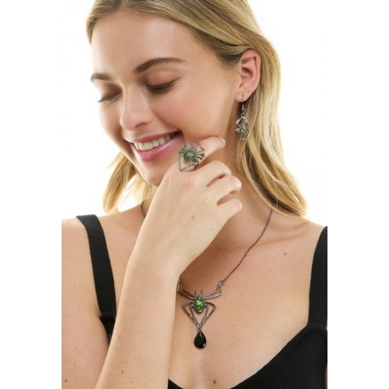 Green Gem Spider Necklace