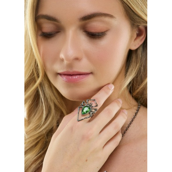 Green Gem Spider Ring