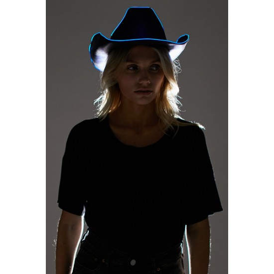 Blue Light-Up Cowboy Hat
