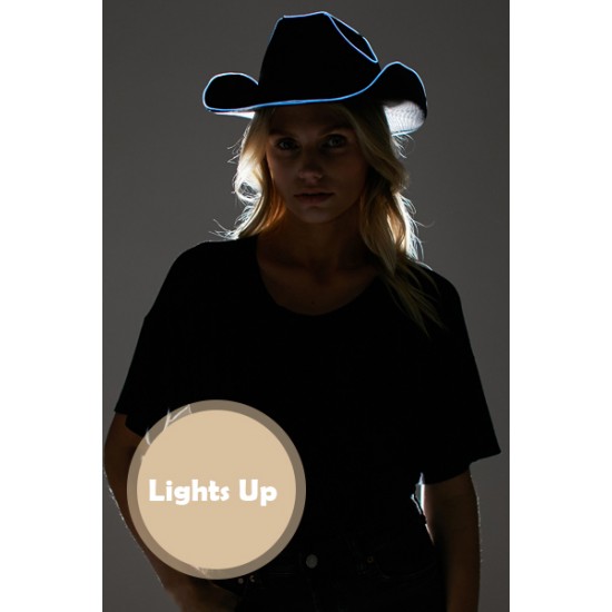 Blue Light-Up Cowboy Hat