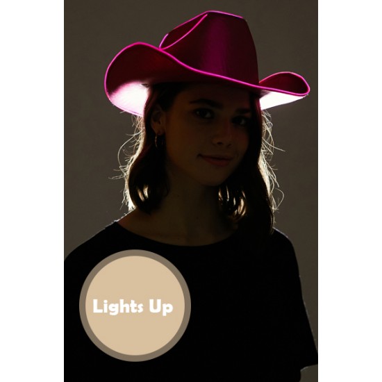 Hot Pink Light-Up Cowboy Hat