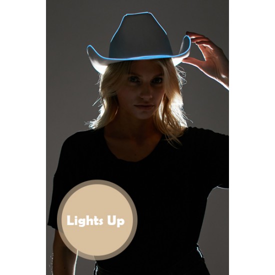 White Light-Up Cowboy Hat