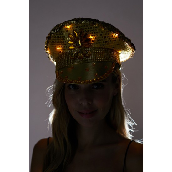 Gold Sequin Light-Up Captain Hat