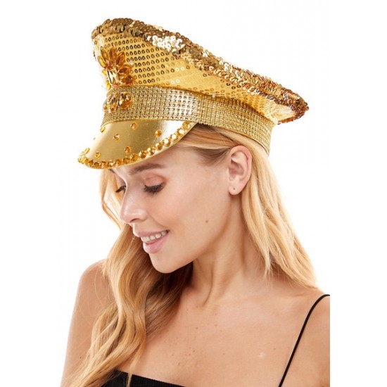 Gold Sequin Light-Up Captain Hat