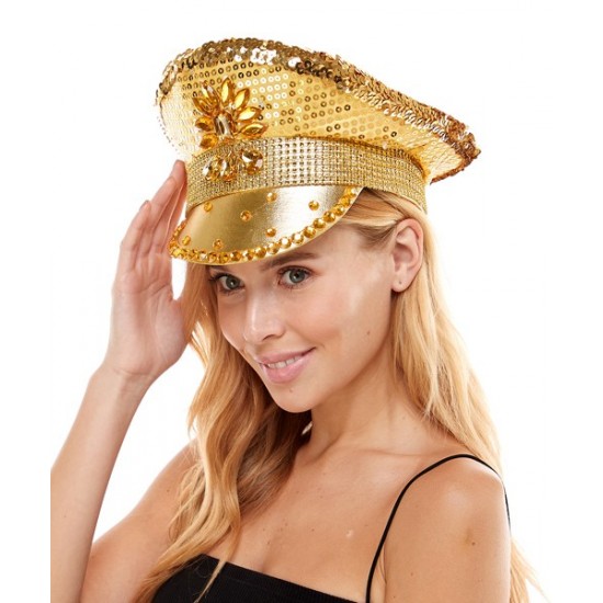 Gold Sequin Light-Up Captain Hat
