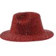 Red Rhinestone Wide Brim Fedora