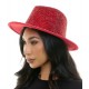 Red Rhinestone Wide Brim Fedora