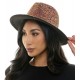 Rose Gold Rhinestone Wide Brim Fedora