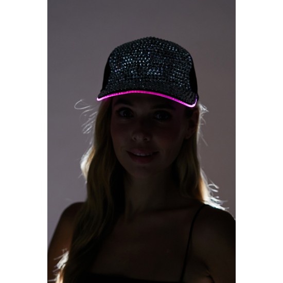 Silver Light-Up Rhinestone Baseball Cap