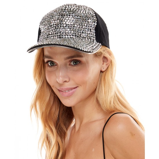 Silver Light-Up Rhinestone Baseball Cap