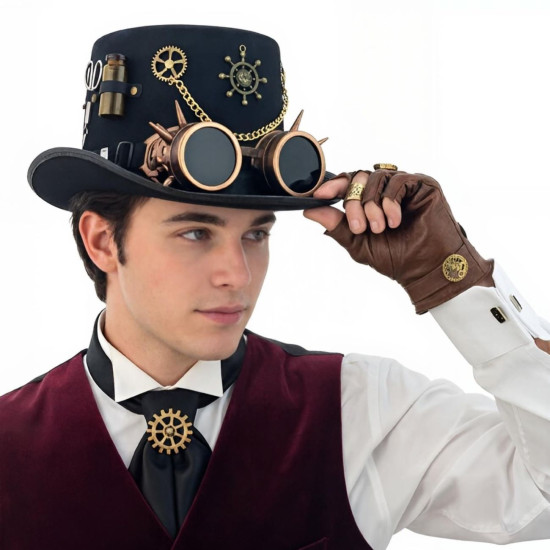 Spiked Goggles Steampunk Top Hat