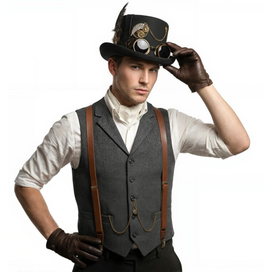 Gear Chain Steampunk Top Hat