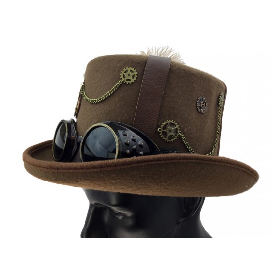 Feathered Gear Steampunk Top Hat
