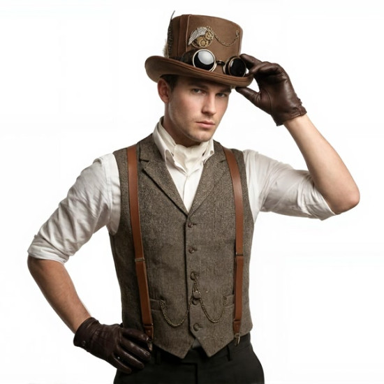 Feathered Gear Steampunk Top Hat