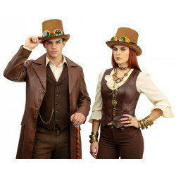 Tan Steampunk Goggles Top Hat