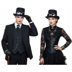 Black Steampunk Goggles Top Hat