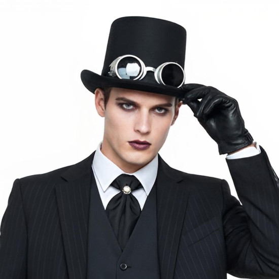 Black Steampunk Goggles Top Hat