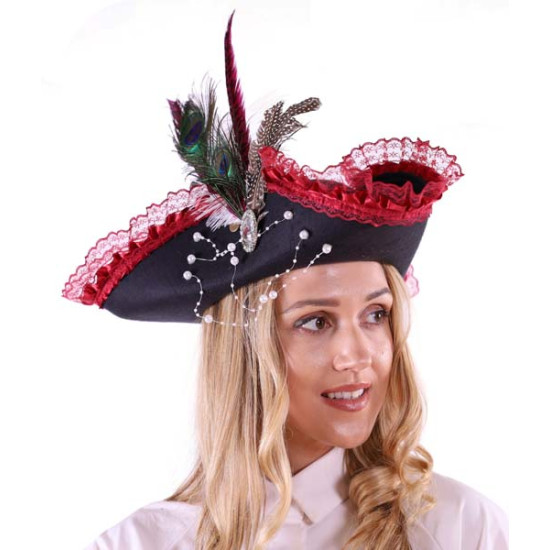 Red Lace Pirate Hat Red Lace Pirate Hat