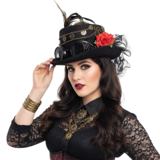 Victorian Steampunk Goggles Hat