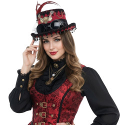 Red Steampunk Lace Top Hat