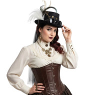 Black Steampunk Feather Top Hat