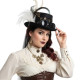 Black Steampunk Feather Top Hat