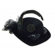 Black Steampunk Bowler Hat with Goggles