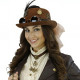 Brown Steampunk Bowler Hat with Goggles