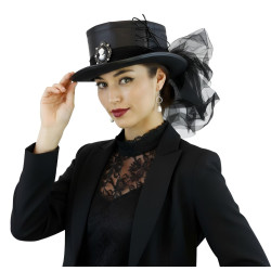 Black Lace Victorian Top Hat