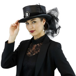 Black Lace Victorian Top Hat