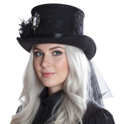 Black Lace Victorian Top Hat