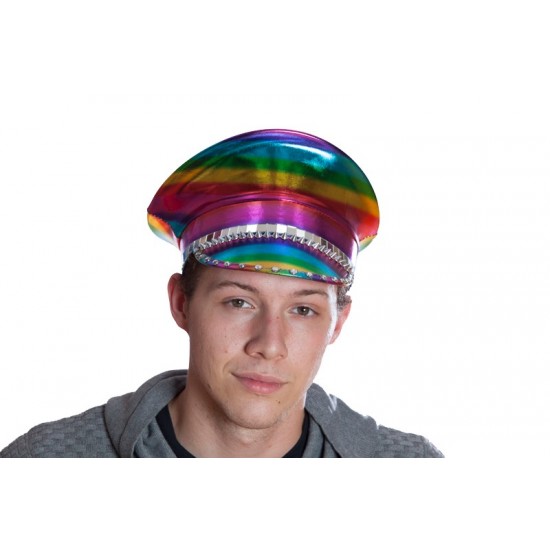Rainbow Metallic Captain Hat Rainbow Metallic Captain Hat