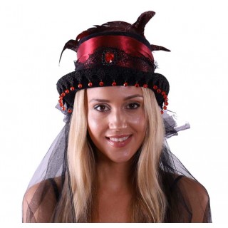 Black and red victorian feather hat | KBW GLOBAL CORP display picture 1